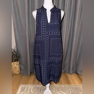 Time and Tru Dark Navy Bandana Print Midi Dress Size XS